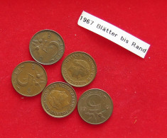 COLLECTION LOT NETHERLANDS 5 CENTS 1967 Leaves Nearly Touching Rim 5PC 18G #xx40 1717 - Collections