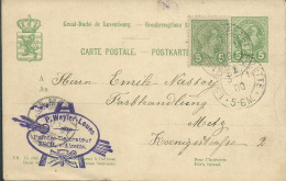 LUXEMBOURG CARTE 10c ESCH SUR ALZETTE POUR METZ ( MOSELLE ) DE 1900  LETTRE COVER - Stamped Stationery