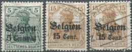 Belgique, Lot De 3 Timbres Avec Cachet BAHNPOST Luttich-Bleyberg-Aachen - (F695) - Sonstige & Ohne Zuordnung