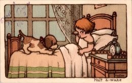 A. Bertiglia Série Kiddie Sketches X - N°3560 " Pyrophoto " Halt A-Wake Lit Bed Cpa Couleur Ecrite Au Dos TB.Etat - Bertiglia, A.