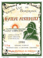 00051 "GRAND VIN DE BORDEAUX - SAINT-EMILION - 1990 GERARD AUDYGAY PROPRIETAIRE A LIBOURNE - GIRONDE" ETICH. ORIG. ANIM - Alcoli E Liquori