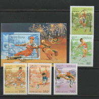 Laos 1995 Olympic Games Atlanta, Baseball, Athletics Set Of 5 + S/s MNH - Ete 1996: Atlanta