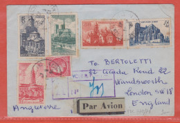 FRANCE N° 772/76 CATHEDRALES FDC RECOMMANDEE DE LYON POUR LONDRES - ....-1949