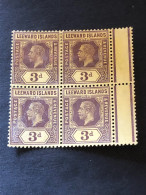 SG 51  3d Purple On Yellow, Block Of Four  MH*/MNH** - Leeward  Islands