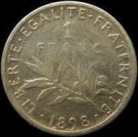 LaZooRo: France 1 Franc 1898 F / VF - Silver - 1 Franc