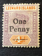 LEEWARD ISLANDS  SG 17  1d On 4d Mauve And Orange MH* - Leeward  Islands