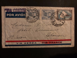 LETTRE PLAZA HOTEL Via CONDOR Pour La FRANCE TP 1p + TP MARTIN GUEMES 20c X2 OBL.24 AGO 38 VIA AEREA BUENOS AIRES - Brieven En Documenten