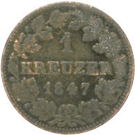 LaZooRo: Germany BAVARIA 1 Kreuzer 1847 F - Silver - Petites Monnaies & Autres Subdivisions