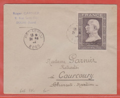 FRANCE N° 606 MARECHAL PETAIN FDC DE 1944 DE DOUAI POUR COURCOURY - ....-1949