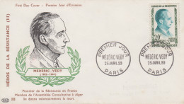 Enveloppe  FDC  1er  Jour   FRANCE    Héros  De  La   Résistance   MEDERIC - VEDY   1959 - 1950-1959