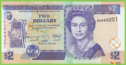 Voyo BELIZE 2 Dollars 2021 P66g B324g DU UNC Queen Elisabeth II - Belice