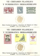 1979- TARJETAS VII CERTAMEN FILATÉLICO Y NUMISMATICO IBEROAMERICANO -  MADRID 17 Al 22 OCTUBRE 1979 - NUMERADAS - Souvenirbögen