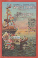 FRANCE VIGNETTE EXPO MARITIME SUR CARTE POSTALE DE 1907 DE BORDEAUX - Briefmarkenmessen
