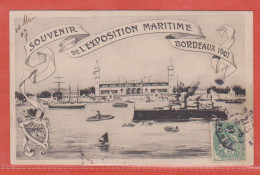 FRANCE VIGNETTE EXPO MARITIME SUR CARTE POSTALE DE 1907 DE BORDEAUX - Exposiciones Filatelicas
