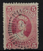 AUSTRALIA: QUEENSLAND 5/- USED, THIN PAPER PERF 12 1/2 - Usati