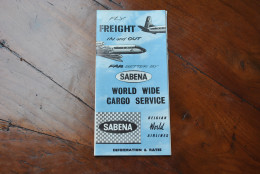 SABENA Belgian Airlines Brochure Information & Rates Cargo Service 1958? Lignes Aériennes Belges Horaires Freight In Out - Zeitpläne