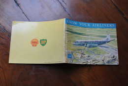 KNOW YOUR AIRLINERS 2/6 Années 50 Argonaut IL-12 Hermès 4A Herald DC-6B 4  3 Scandia Caravelle Shell BP Airlines Badges - Altri & Non Classificati