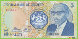 Voyo LESOTHO 5 Maloti 1989 P10a B207a E UNC - Lesotho