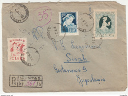 Polska Legnica Registered Letter Cover Travelled 1958 To Yugoslavia B171102 - Storia Postale