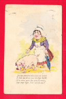 1er Avril-144Ph64  Paysanne Et Un Cochon "puisqu'il Faut Pour être Admis Dans Votre Société, Il Est Vétu De Soie" - 1er Avril - Poisson D'avril