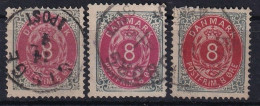 DENMARK 1875 - Canceled - Mi 23 I Y A A, B, C - Oblitérés
