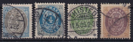 DENMARK 1875 - Canceled - Mi 22 I ZB, 23 I ZB, 29 I ZB, 30 I ZBb - Used Stamps