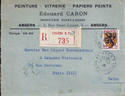 BLASONS N° 602 S/DEVANT DE L.REC. DE ANGERS/7.12.44 - 1941-66 Armoiries Et Blasons