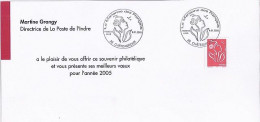 LAMOUCHE N° 3724 S/CARTON OFF. DE VOEUX DE POSTE DE CHATEAUROUX/8.1.05 - 2004-2008 Maríanne De Lamouche