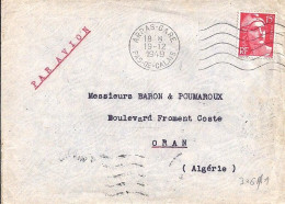 GANDON N° 813 S/L. DE ARRAS/19.12.49 POUR L’ALGERIE - 1945-54 Maríanne De Gandon