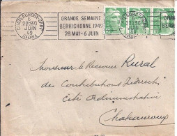 GANDON N° 809x3 S/L. DE CHATEAUROUX/1949 + OBL. MECA. - 1945-54 Marianne (Gandon)