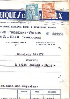 GANDON N° 808/810 S/FACTURE DE PERIGUEUX/1949 - 1945-54 Maríanne De Gandon