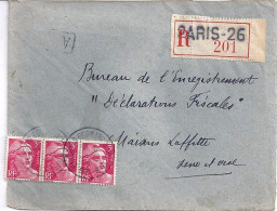 GANDON N° 716x3 S/DEVANT DE L.REC. DE PARIS 26 / 9.4.46 - 1945-54 Marianne Of Gandon