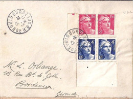 GANDON N° 712x2/725x2 S/L. DE BORDEAUX/16.2.45 - 1945-54 Marianne De Gandon