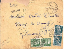 GANDON N° 713x2/719x2 S/L. REC. PROVISOIRE DE SALEUX/SOMME/17.2.47 - 1945-54 Marianna Di Gandon