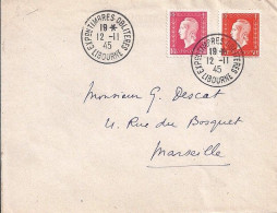 DULAC N° 691/685 S/L. DE LIBOURNE/EXP. TP OBLITERES/12.11.45 - 1944-45 Marianne Van Dulac