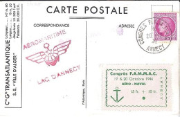 CERES N° 679 S/CP. DE ANNECY/CONGRES FAMMAC/20.10.46 PAR HYDRAVION - 1945-47 Cérès De Mazelin