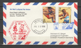 USA 1996 Olympic Games Atlanta First Flight Cover To Germany By LH 445 - Zomer 1996: Atlanta