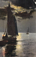 Clair De Lune Sur Des Barques De Peche - Pesca
