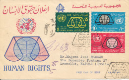 Egypt Registered FDC 10-12-1963 Human Rights Uprated And Sent To Italy (see Scans) - Brieven En Documenten