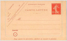 Entier FRANCE - Carte-lettre Date 635 Neuf ** - 10c Semeuse Maigre Rouge - Cartes-lettres