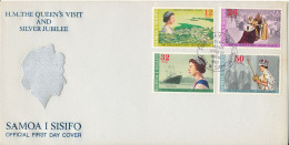 Samoa I Sisifo FDC 11-2-1977 Silver Jubilee Of Queen Elizabeth II Complete Set Of 4 With Cachet - Samoa