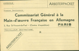 Guerre 40 Formulaire Pr Envoi Colis Arbeiterpacket Pr Travailleur STO Commissariat Main D'oeuvre Française En Allemagne - Oorlog 1939-45