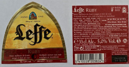 Bier Etiket (2h3), étiquette De Bière, Beer Label, Leffe Ruby Brouwerij Inbev - Bier