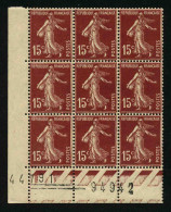 FRANCE - YT 189 B  Type II - BLOC DE 9 TIMBRES PROVENANT D'UNE FEUILLE DE REMPLACEMENT - Unused Stamps