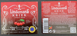 Bier Etiket (2n5), étiquette De Bière, Beer Label, Lindemans Kriek  Brouwerij Lindemans - Bier