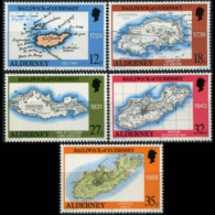 GUERNSEY-ALDERNEY 1989 - Scott# 37-41 Old Maps Set Of 5 MNH - Alderney