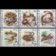 GIBRALTAR 2001 - Scott# 864-9 Snakes 5-30p MNH - Gibilterra