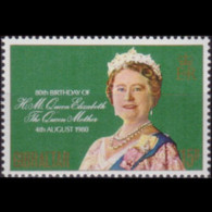 GIBRALTAR 1980 - Scott# 393 Queen Mother Set Of 1 MNH - Gibraltar