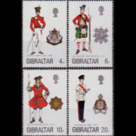 GIBRALTAR 1975 - Scott# 318-21 Mil.Uniforms Set Of 4 MNH - Gibraltar