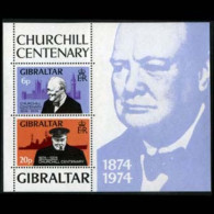 GIBRALTAR 1974 - Scott# 317a S/S Churchill MNH Back Toned - Gibraltar